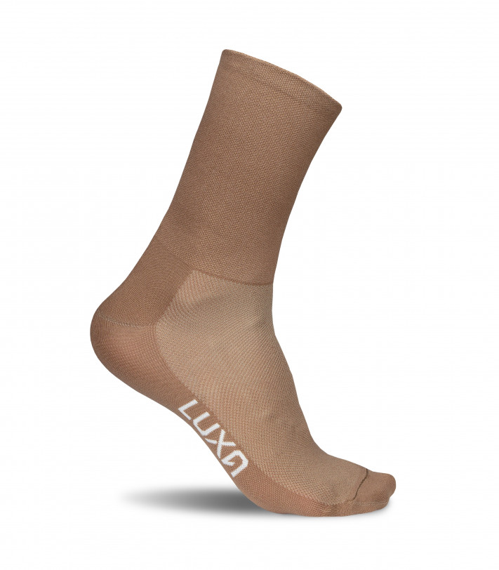 brown cacao cycling socks made in Europe by Luxa