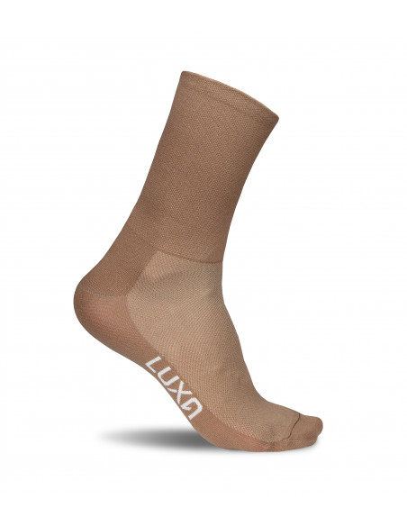 brown cacao cycling socks made in Europe by Luxa