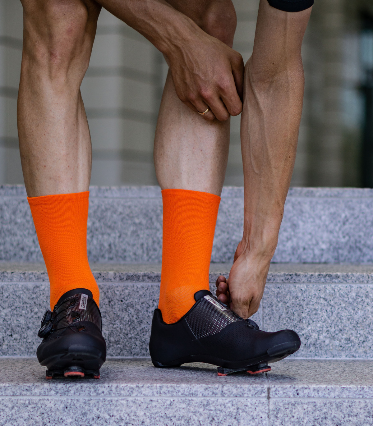 Classic Orange Cycling Socks | All Orange Deep Saturated Yarn | Luxa