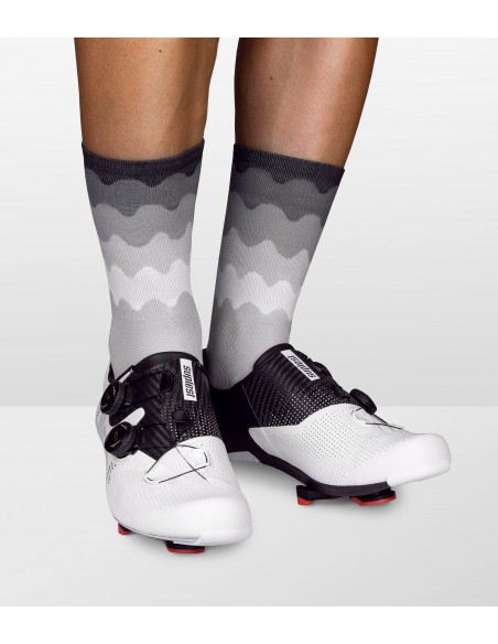 Socks for road cyclists in monochromatic design made by Luxa. Suplest shoes on the picture