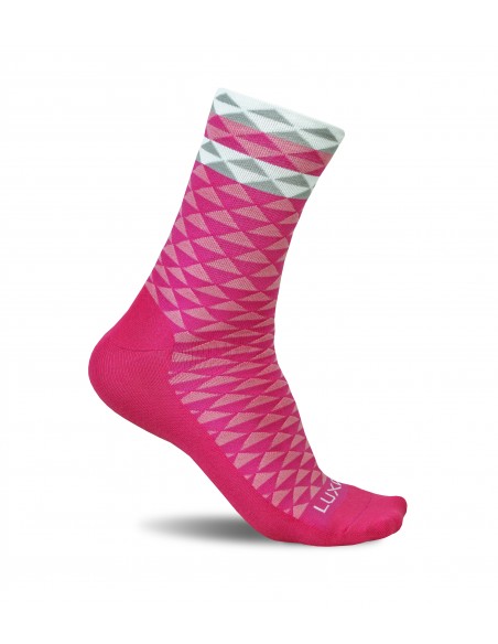 Pink socks not only for woman. Improve your style on the road with Luxa Asymmetric Pink cycling socks