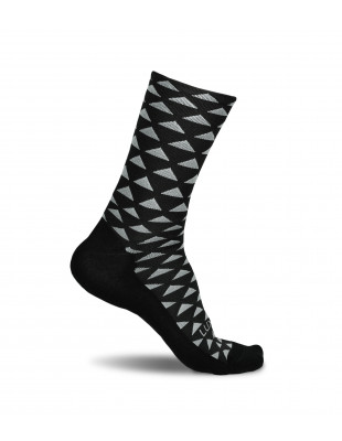 cycling socks in black color with triangle pattern. Made in EU