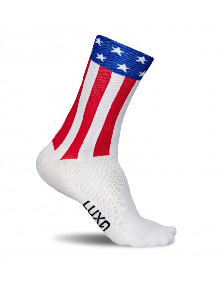 edycja skarpet rowerowych z flagą USA w narodowych barwach ameryki