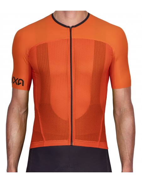 Orange Summer Cycling Jersey - ultralight mesh material for riding in heat