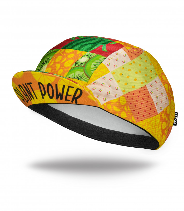 Plant Power Cycling Cap with colorful fruits design