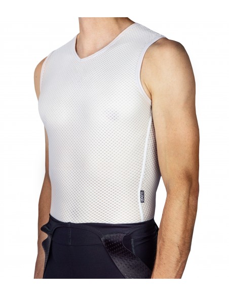 breathable white cycling base layer (sleeveless)