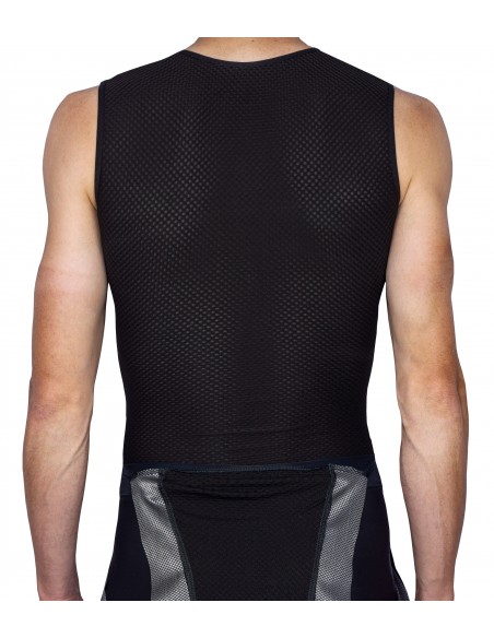 the entire undershirt is made of perforated lightweight material that does not adhere to the sweaty skin