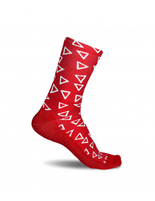 Luxa Wild Red cycling socks with an interesting and eye-catching pattern