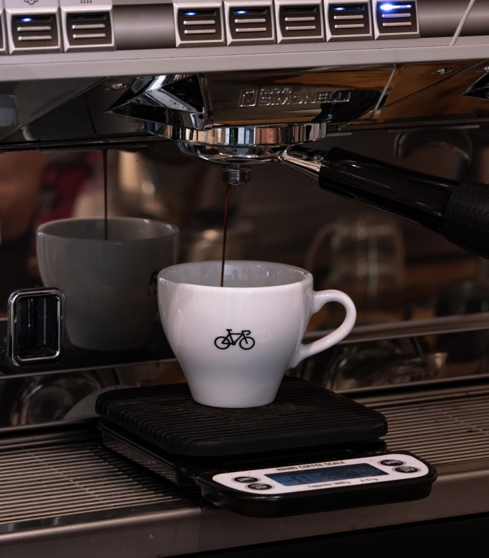 white Luxa medium cup design with coffee ride in mind