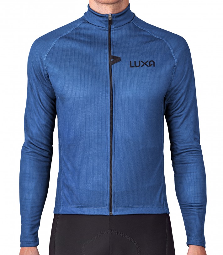 Finest Blue Long Sleeve cycling jersey for Gravel Riding made by Luxa