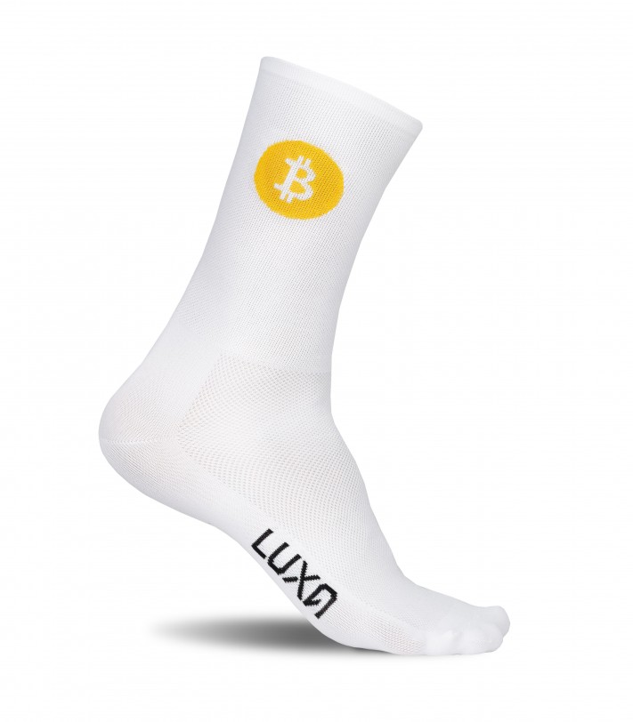 Skarpety Kolarskie Luxa Bitcoin z żółtym logo "B"