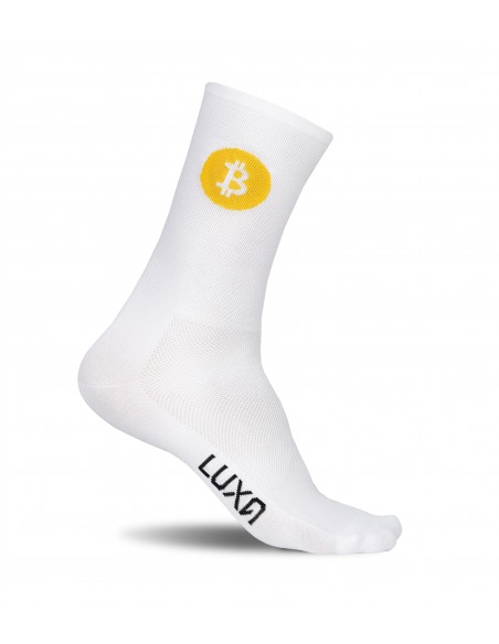 Skarpety Kolarskie Luxa Bitcoin z żółtym logo "B"