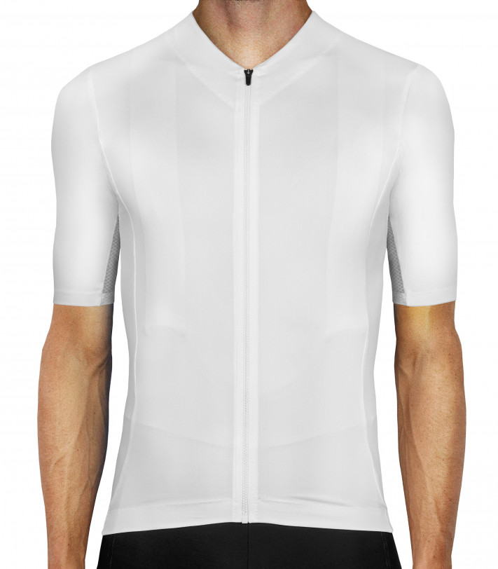 Secret White Cycling Jersey - no logo, unbranded clean design - Luxa
