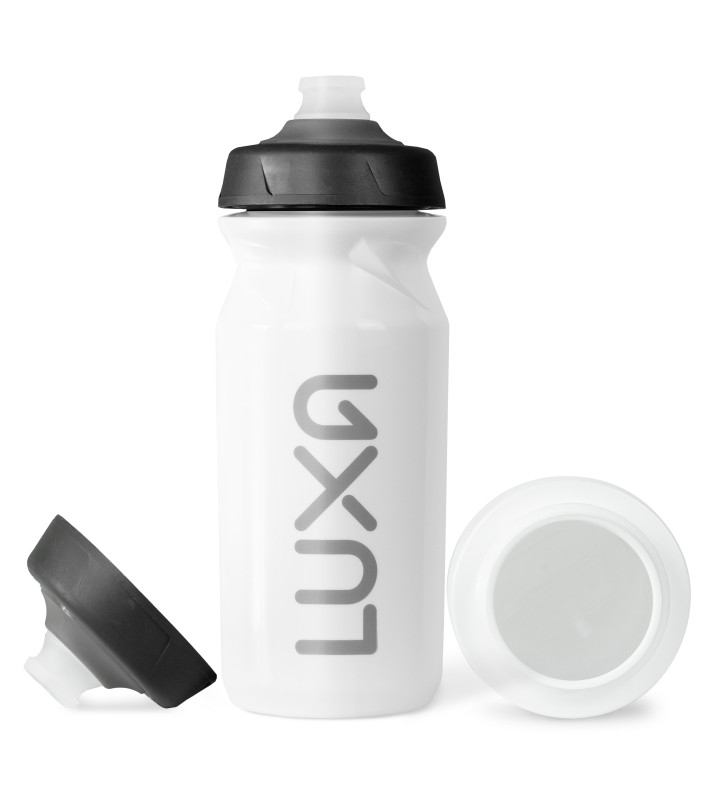 bidon rowerowy biały o pojemności 650 ml marki Luxa wykonany z bezwonnego tworzywa