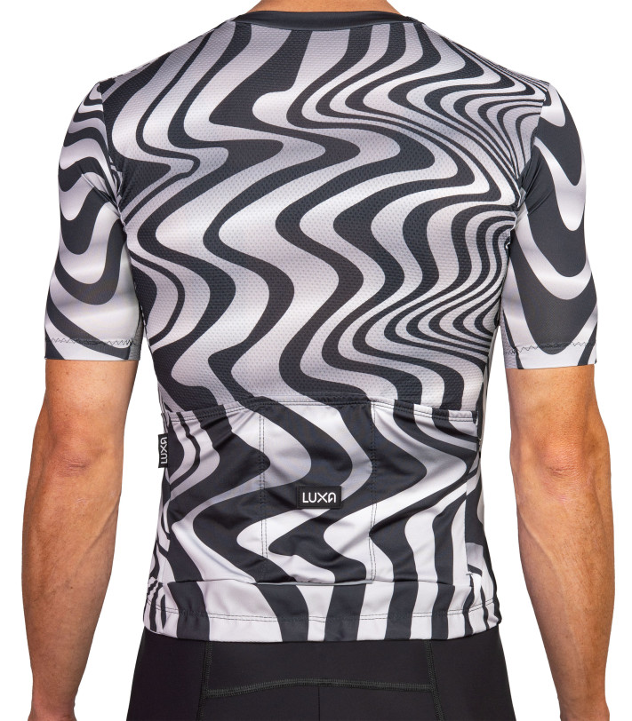 Koszulka kolarska Luxa Pulse Void - tył w dynamicznym wzorze zebry
