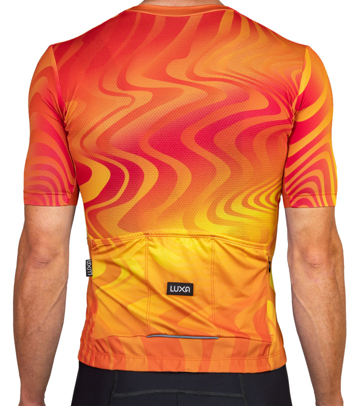 Pomarańczowa koszulka kolarska Pulse Glow – widok z tyłu