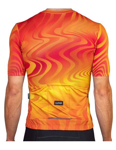 Pomarańczowa koszulka kolarska Pulse Glow – widok z tyłu