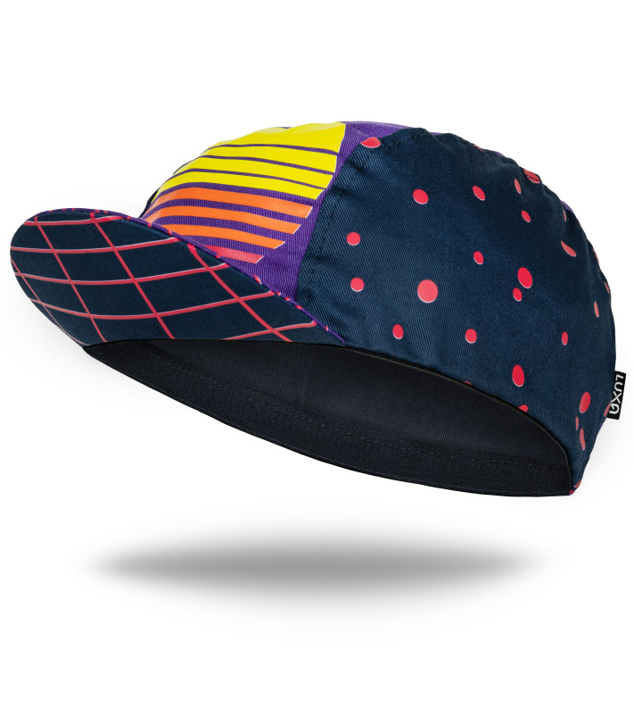 Czapeczka kolarska Retro Rise – styl lat 80., kolorowy wzór, Luxa