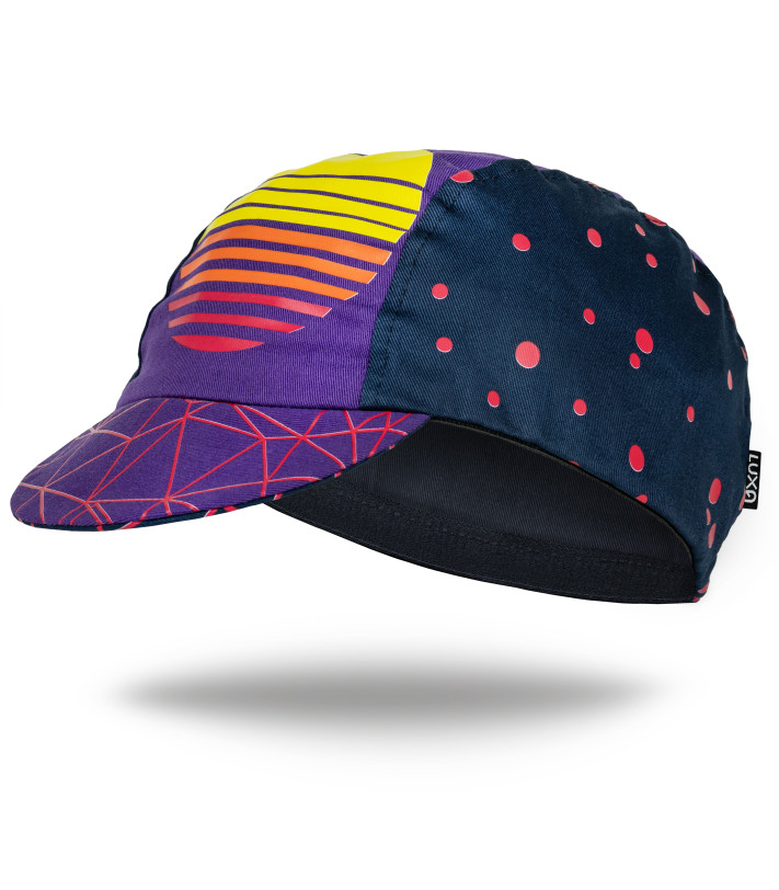 Czapka kolarska Retro Rise – bok i daszek, kolor geometryczny, Luxa