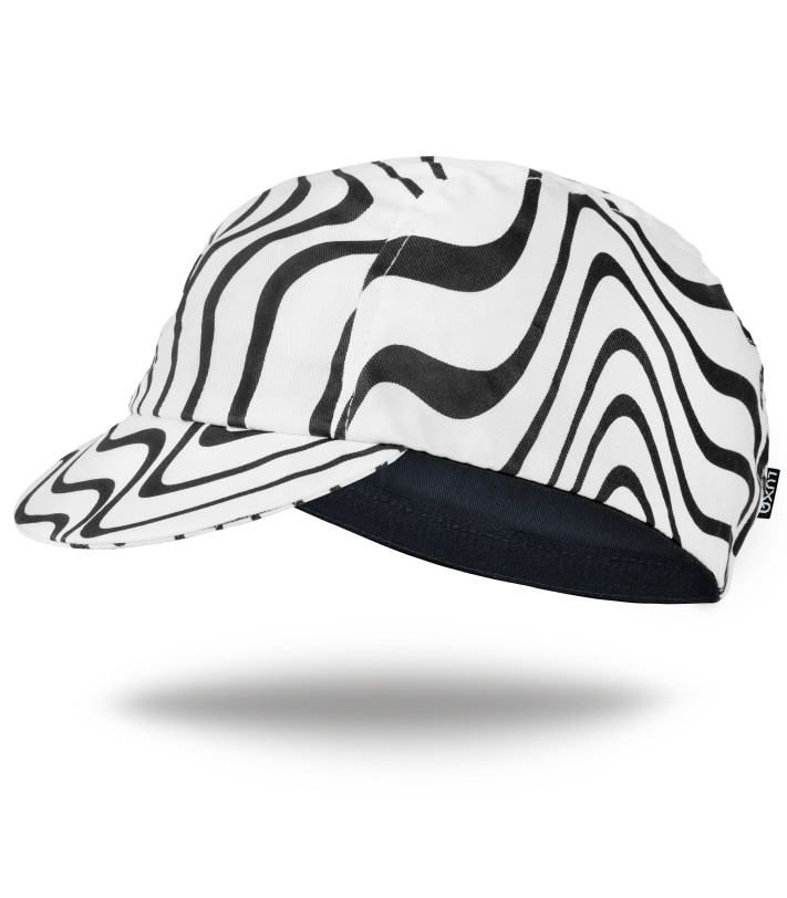 Radmütze Luxa Pulse Zebra – Draufsicht mit markantem Zebramuster und klassischem Schirm