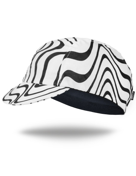 Radmütze Luxa Pulse Zebra – Draufsicht mit markantem Zebramuster und klassischem Schirm