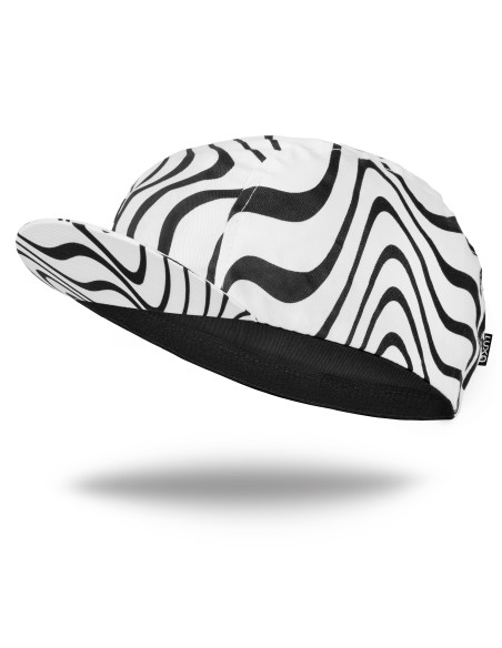Radmütze Luxa Pulse Zebra – Unteransicht mit elastischem Einsatz und Innenseite des Schirms