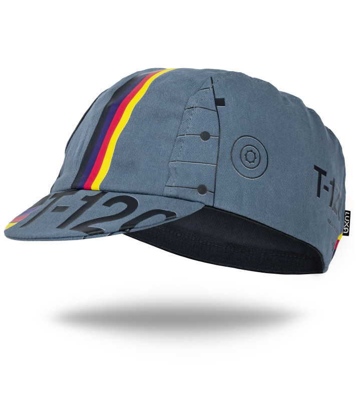 Czapeczka kolarska VHS Rewind – widok z góry z graficznym wzorem inspirowanym kasetami VHS