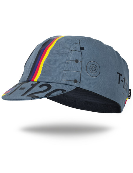 Czapeczka kolarska VHS Rewind – widok z góry z graficznym wzorem inspirowanym kasetami VHS