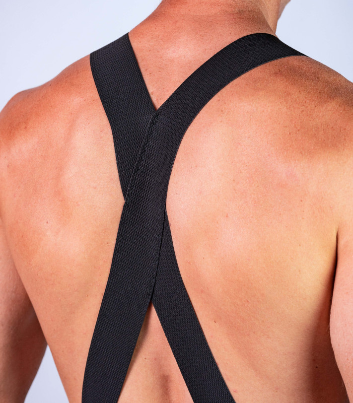 Spodenki kolarskie Elitism Cargo Road Black - szelki skrzyżowane w kształcie X na plecach