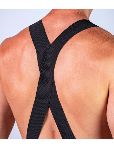 Spodenki kolarskie Elitism Cargo Road Black - szelki skrzyżowane w kształcie X na plecach