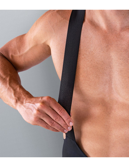 Spodenki kolarskie Elitism Cargo Road Black - detal elastycznej szelki