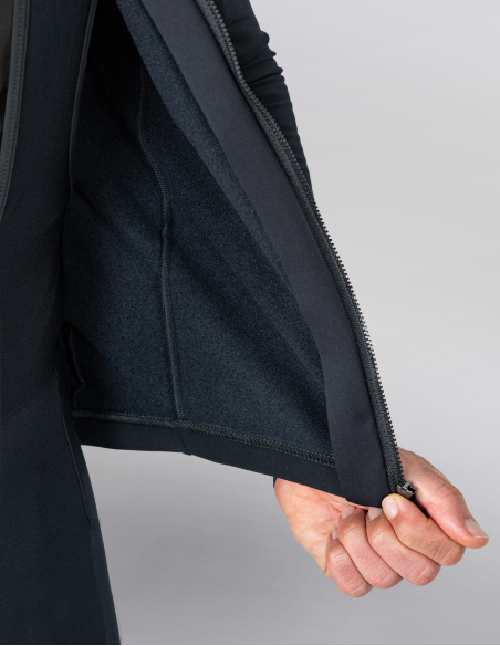 Fahrradjacke Terra Carbon Black - Detail von Innenseite und Reißverschluss