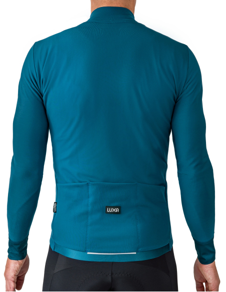 Fahrradjacke Terra Shadow Navy - Rückansicht, Taschen und reflektierendes Detail