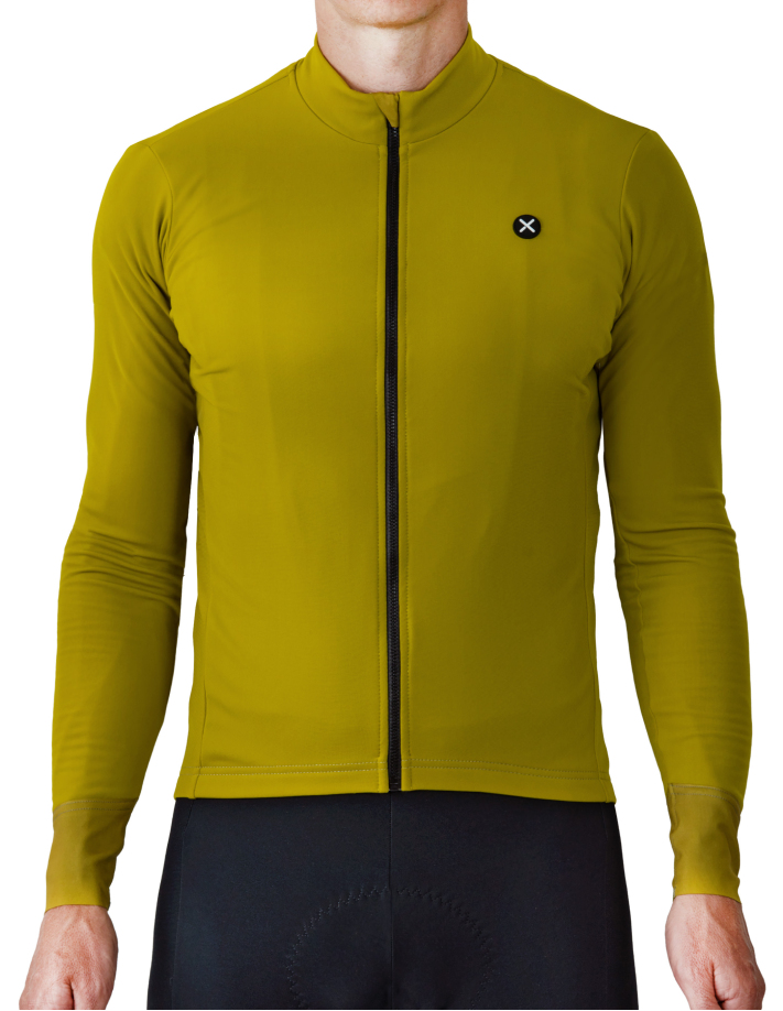 Fahrradtrikot Terra Gold Ochre - Vorderseite, Kragen und Reißverschluss