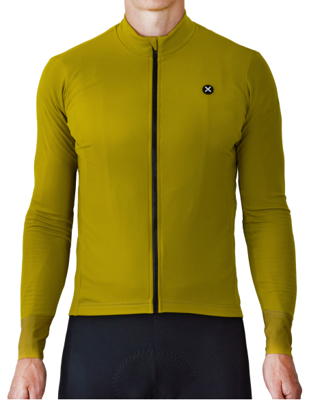 Fahrradtrikot Terra Gold Ochre - Vorderseite, Kragen und Reißverschluss