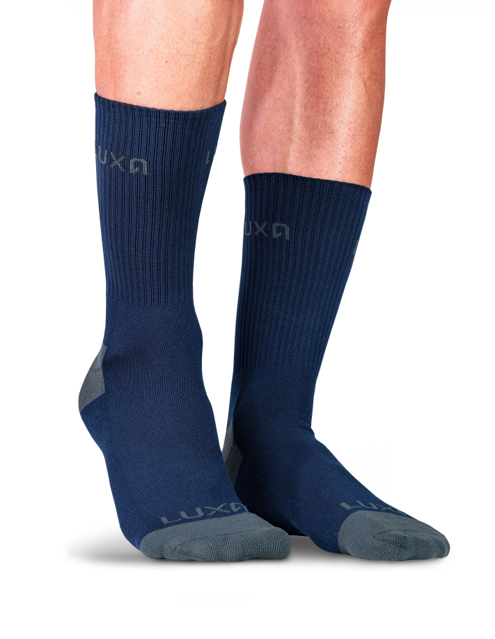 warm navy cycling socks for cold weather
