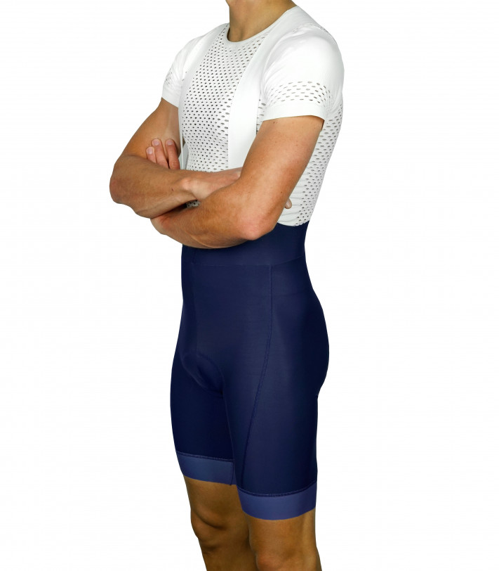 Navy deep dyed fabric color. Luxa bib's with Dr Pad chamois