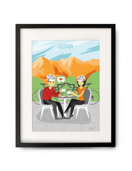 Cafe Stop cycling poster with frame