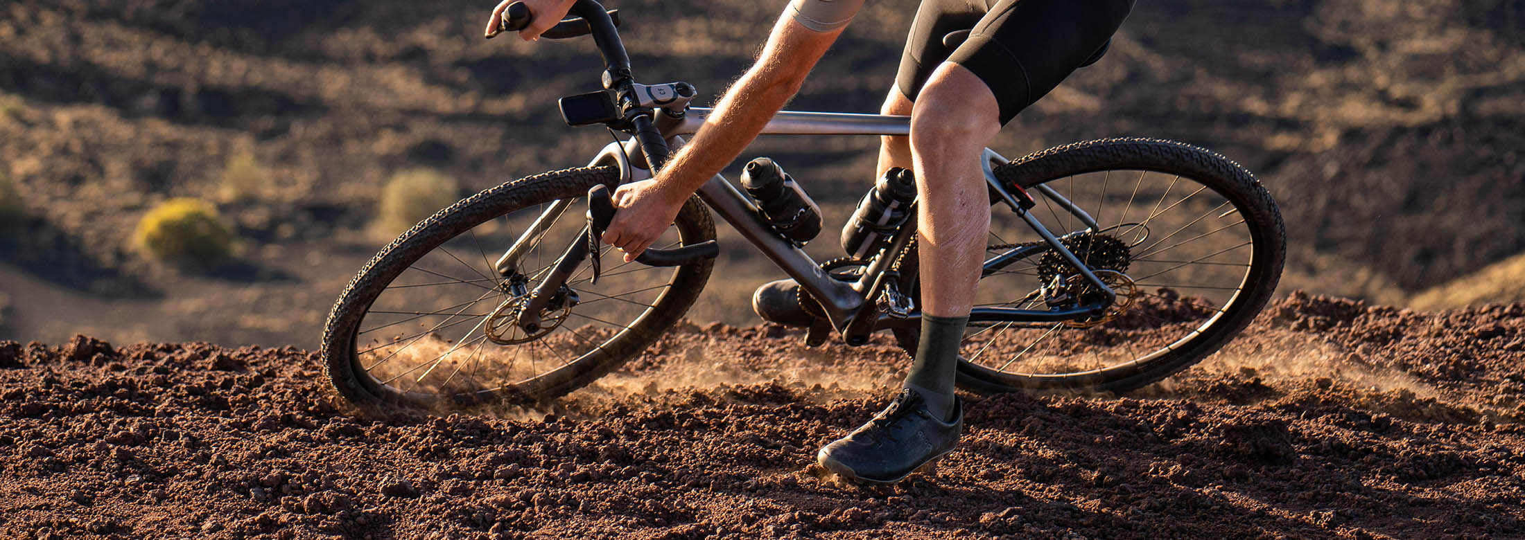 gravel bike and cyclist wear Luxa khaki socks