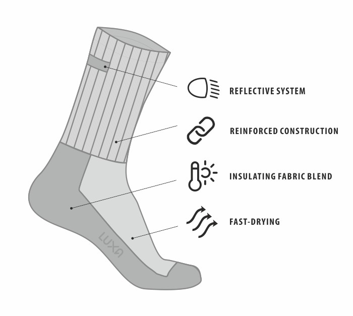 insulated autumn cycling socks with reflective system