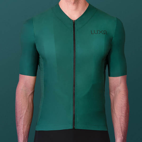 solid green cycling jersey made in Europe by Luxa
