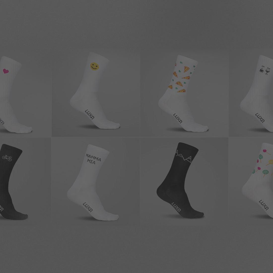 Neue Muster f&uuml;r Radsocken, gemusterte Socken, klassische und aerodynamische Socken