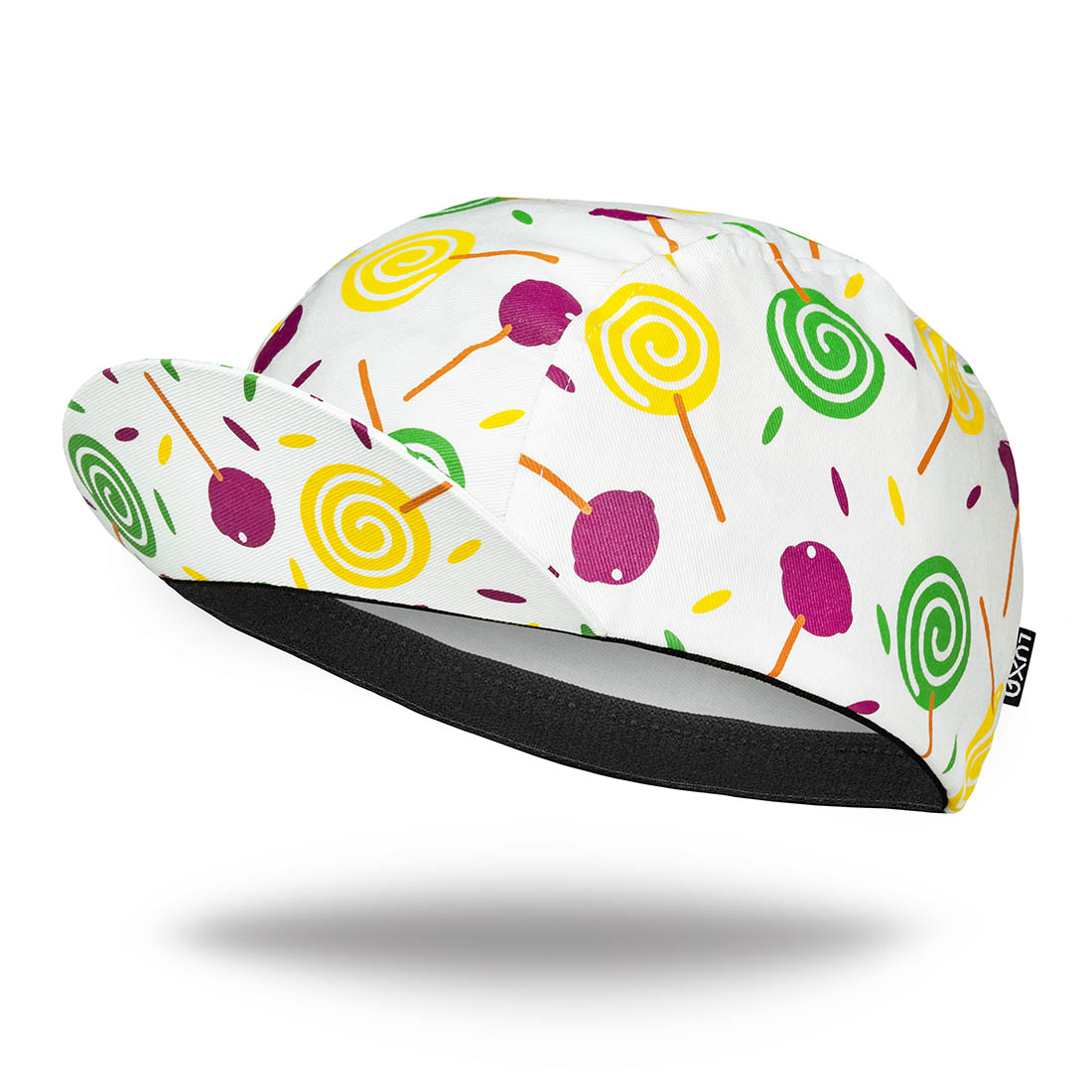 cotton cap to wear under helmet designed with black and white squares pattern